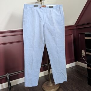 VALENTINI Made In Italy LINEN Chambray Light Blue Dress Pants 36